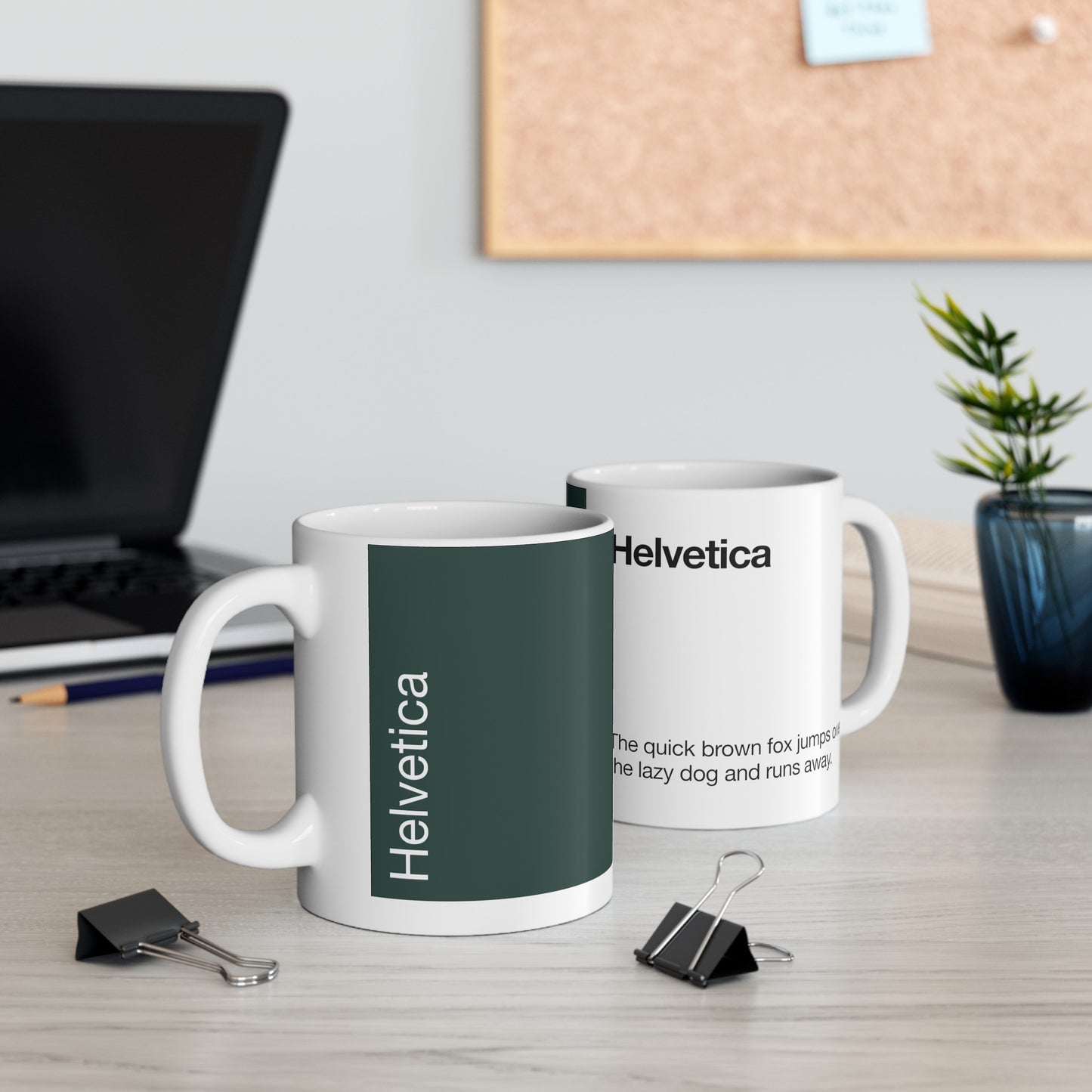 Helvetica Ceramic Mug for Designers , (11oz, 15oz, pure green, white)
