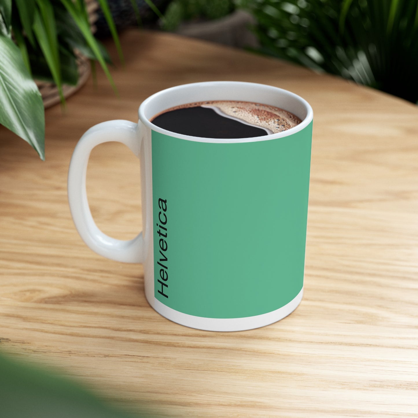 Helvetica Ceramic Mug for Designers , (11oz, 15oz, green, white)