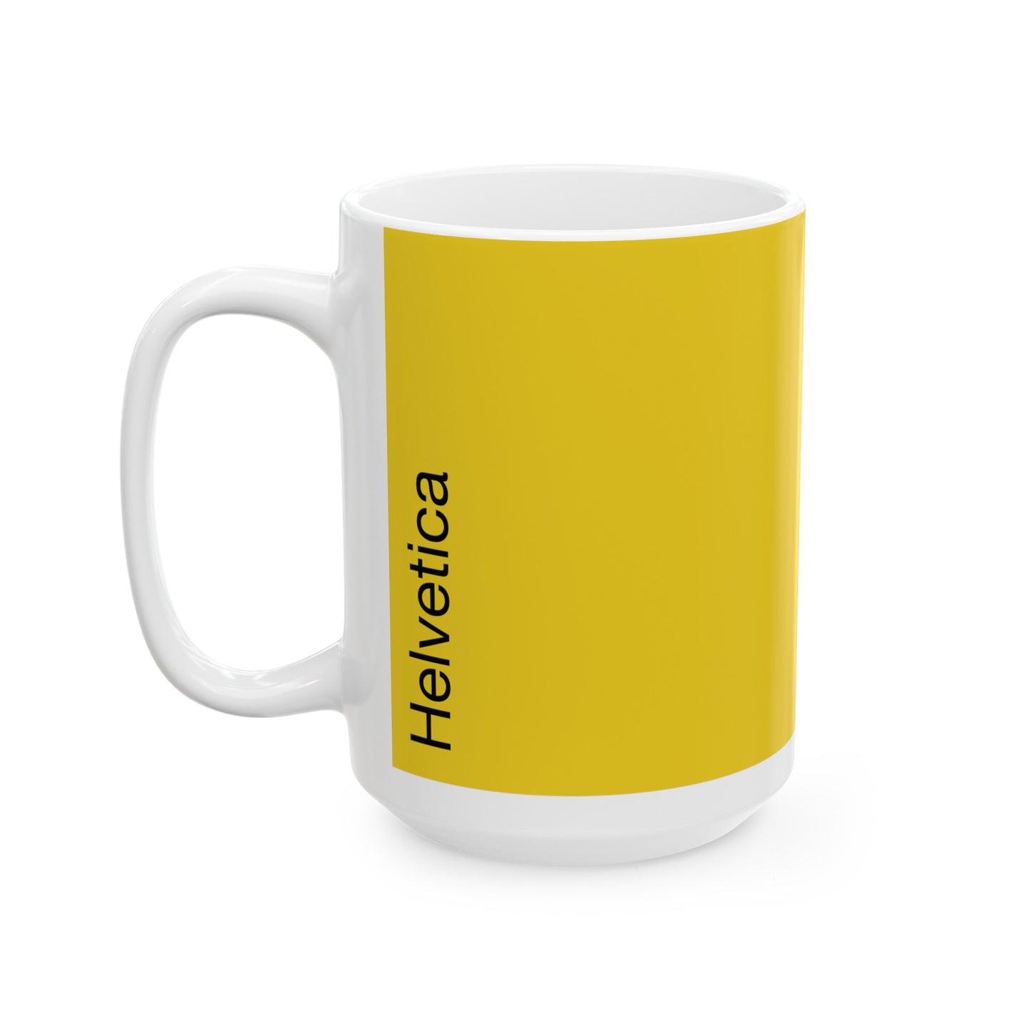 Helvetica Ceramic Mug for Designers , (11oz, 15oz, yellow, white)
