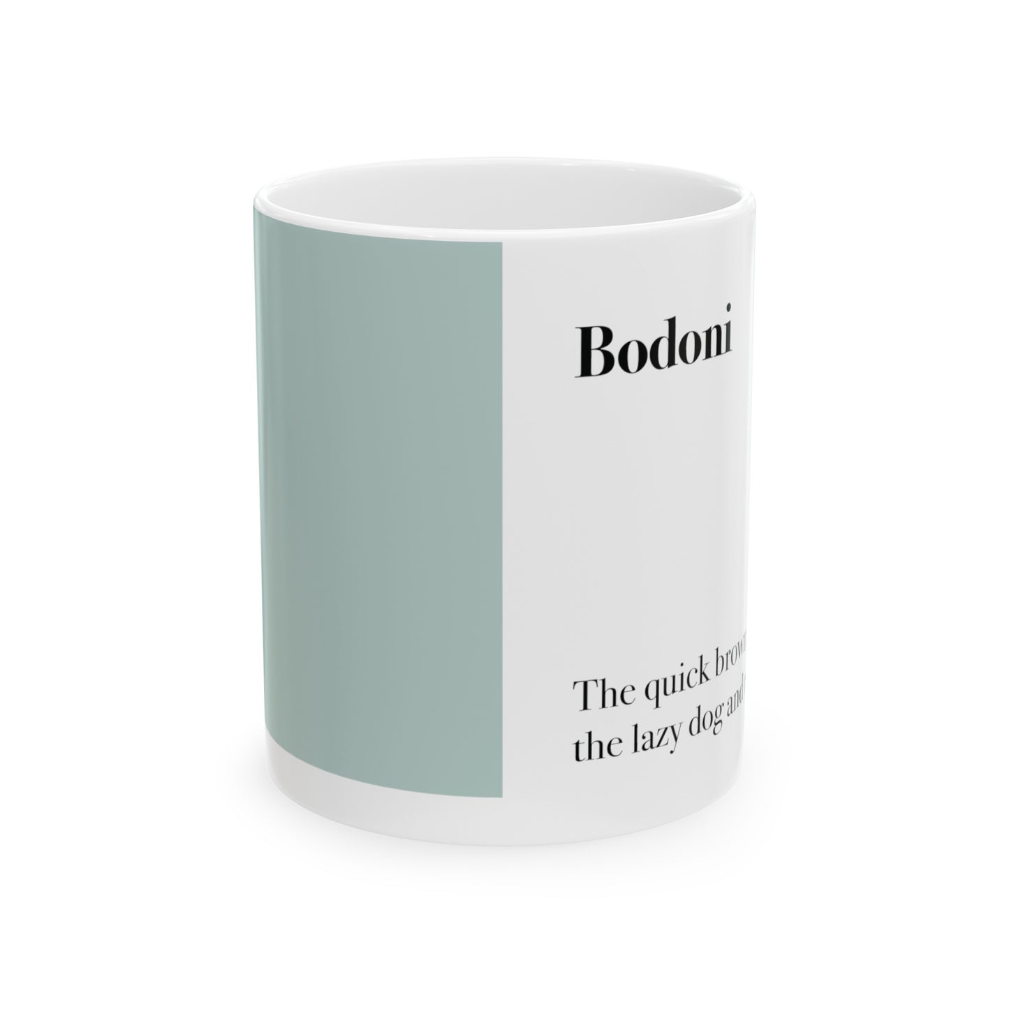 Bodoni Ceramic Mug (11oz, 15oz, light-green, white) US