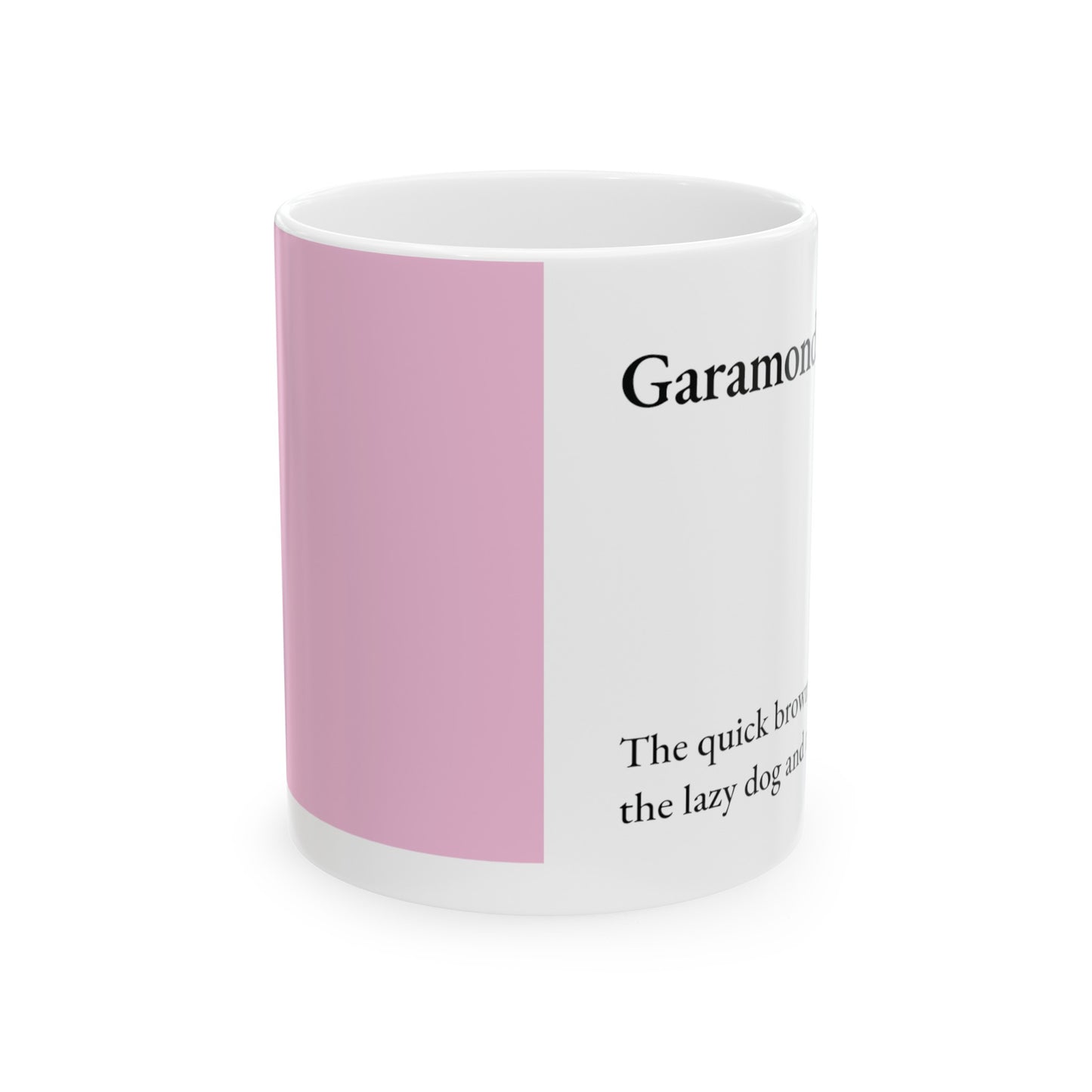 Garamond Ceramic Mug (11oz, 15oz, rose, white) US