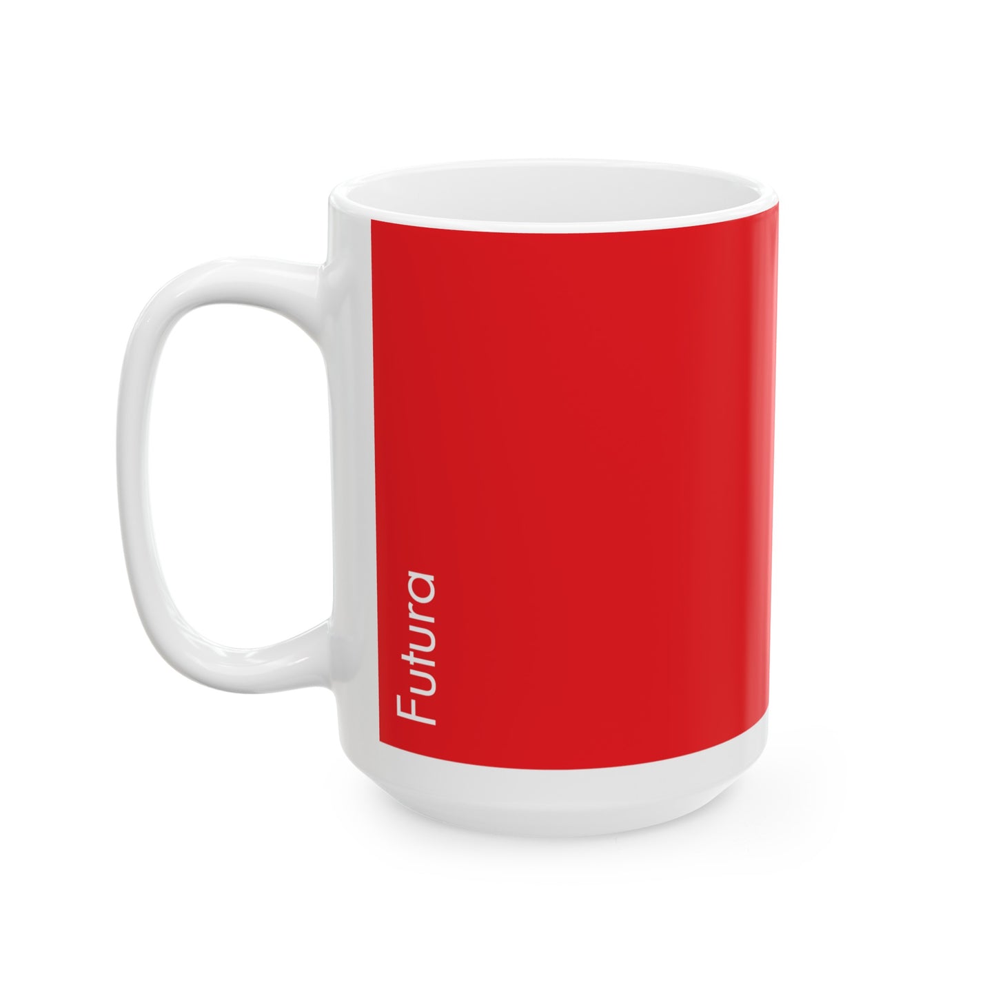 Futura Ceramic Mug for Designers , (11oz, 15oz, red, white)