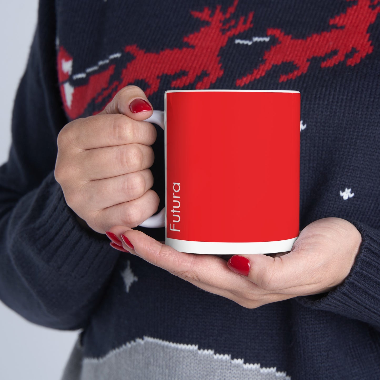 Futura Ceramic Mug for Designers , (11oz, 15oz, red, white)