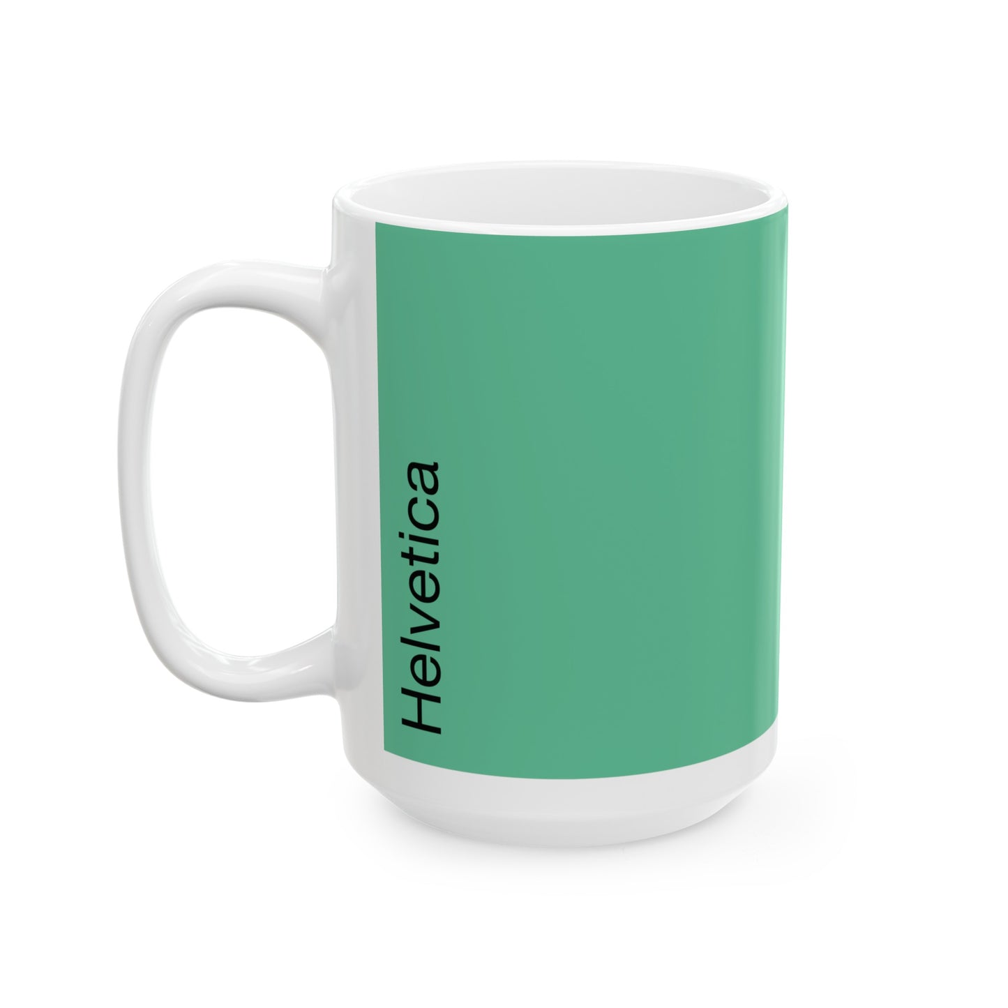 Helvetica Ceramic Mug for Designers , (11oz, 15oz, green, white)