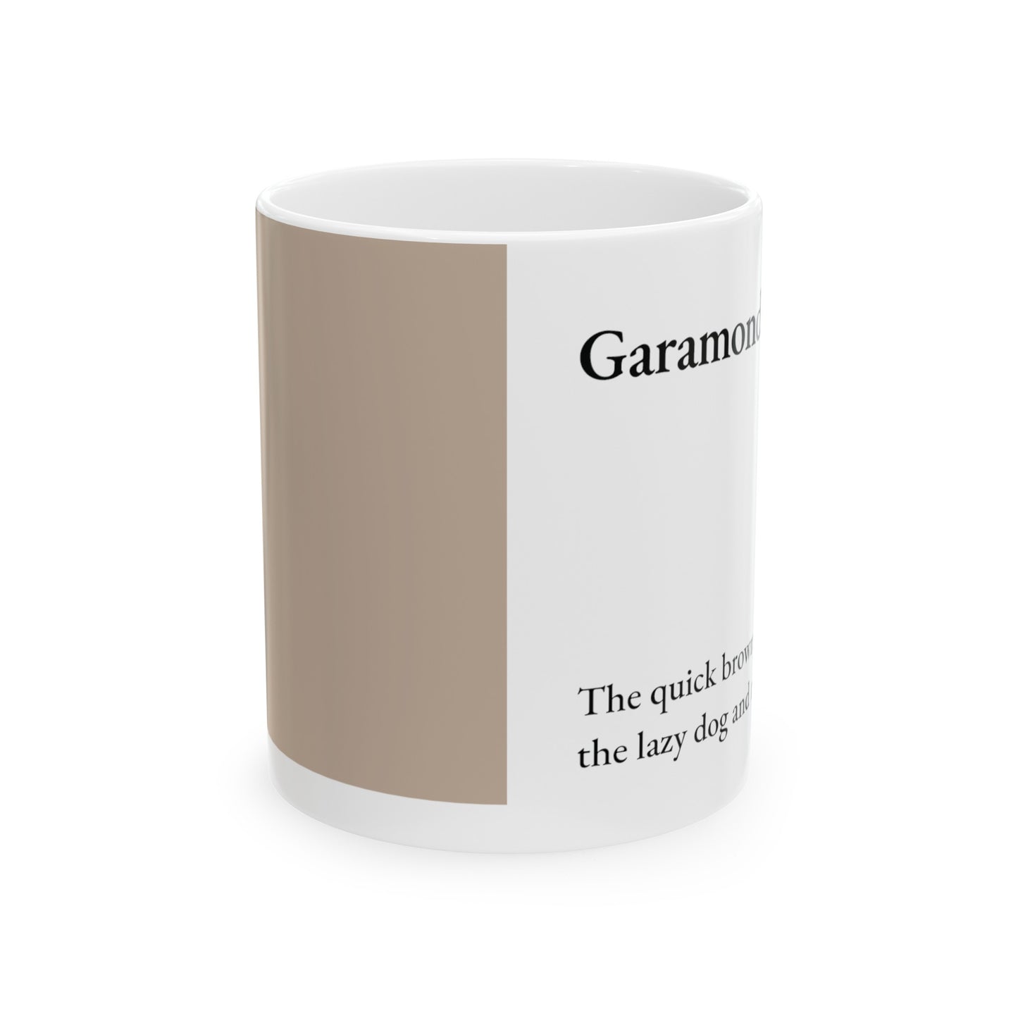 Garamond Ceramic Mug (11oz, 15oz, beige, white) US