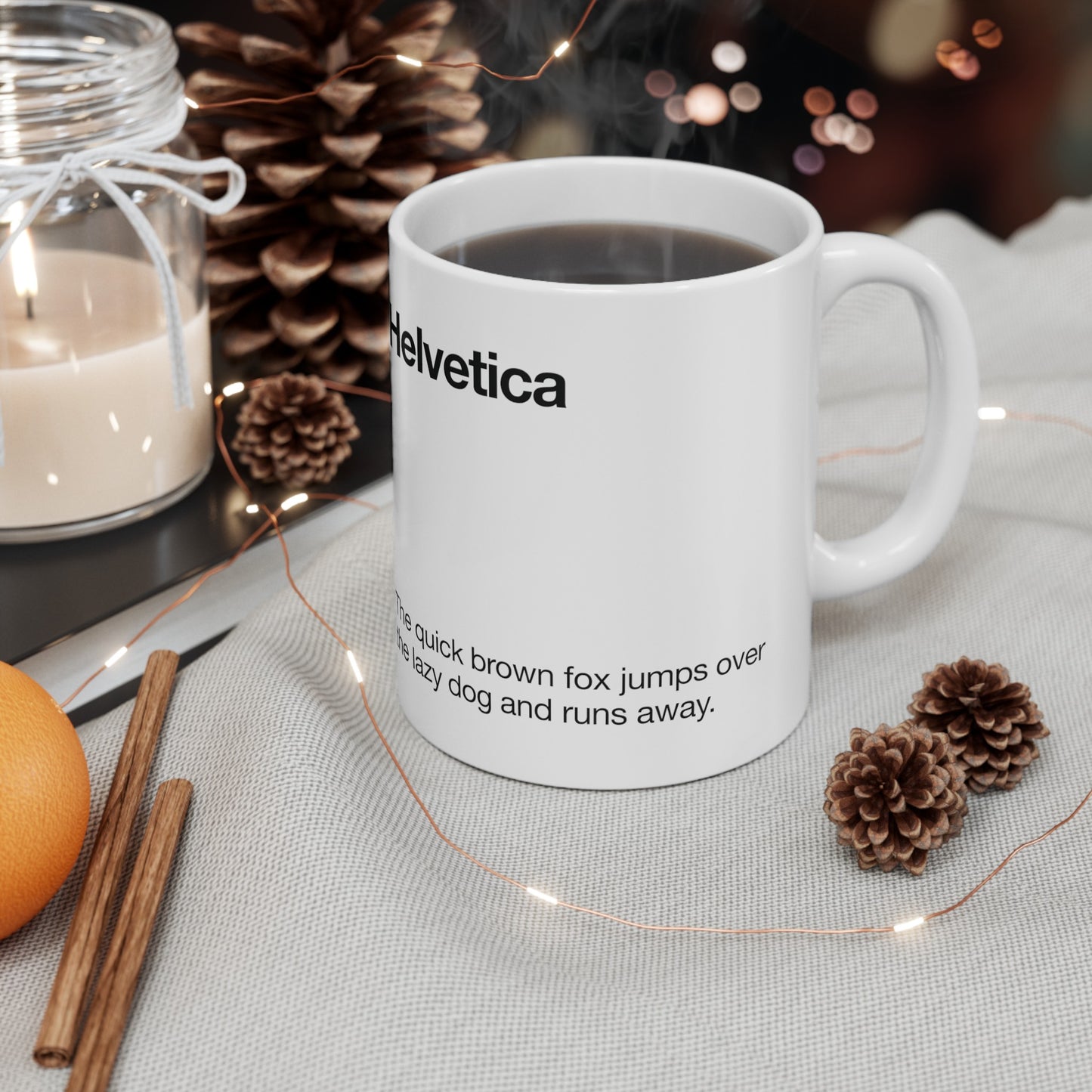 Helvetica Ceramic Mug for Designers , (11oz, 15oz, yellow, white)