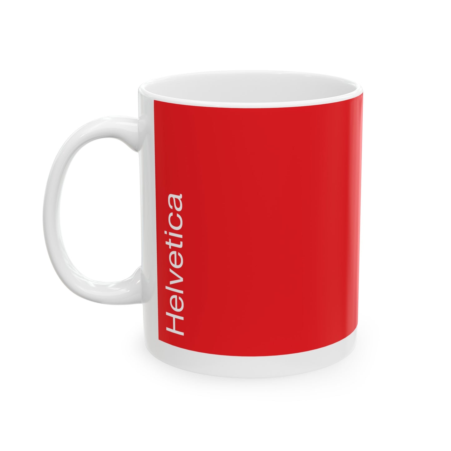 Helvetica Ceramic Mug for Designers , (11oz, 15oz, red, white)