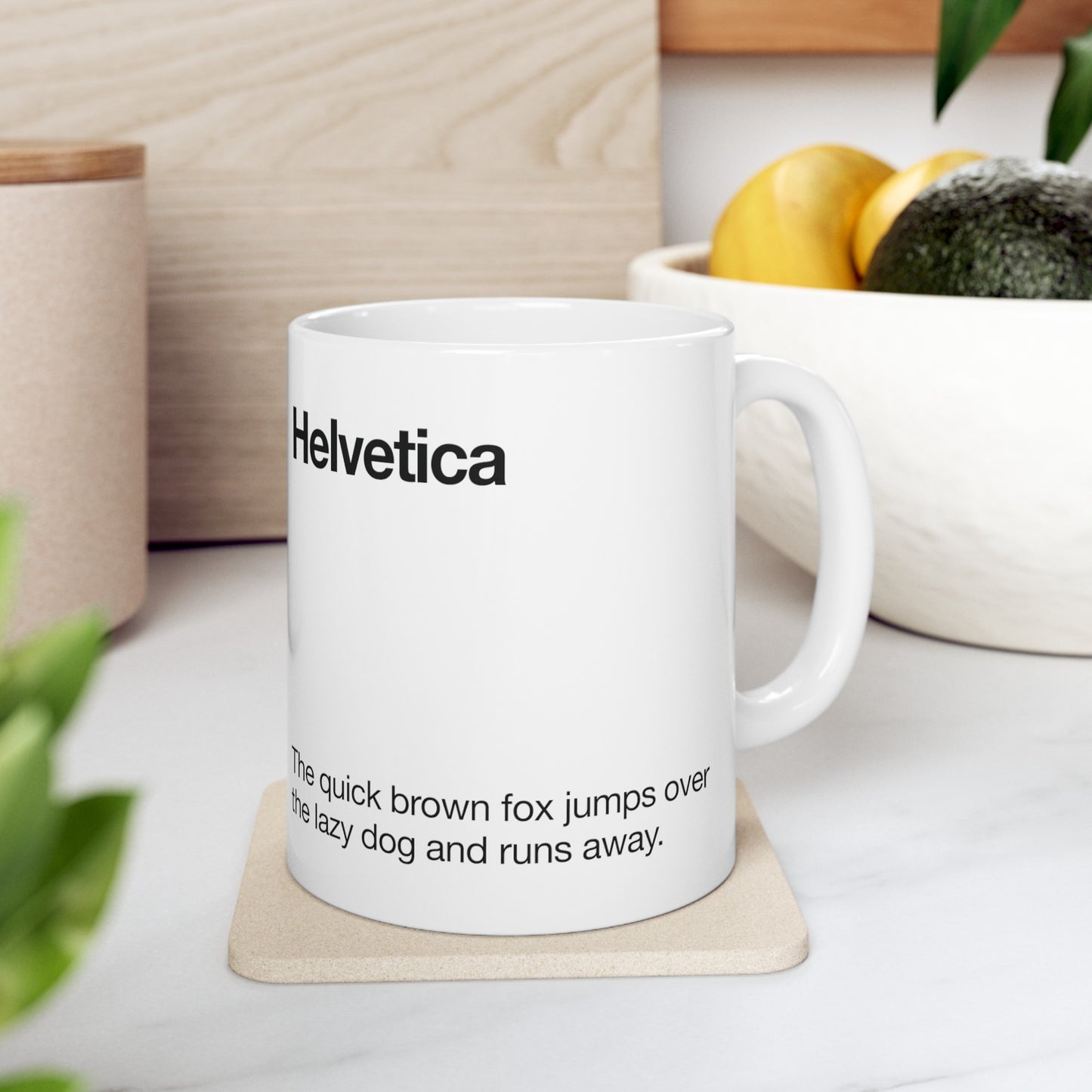 Helvetica Ceramic Mug for Designers , (11oz, 15oz, yellow, white)