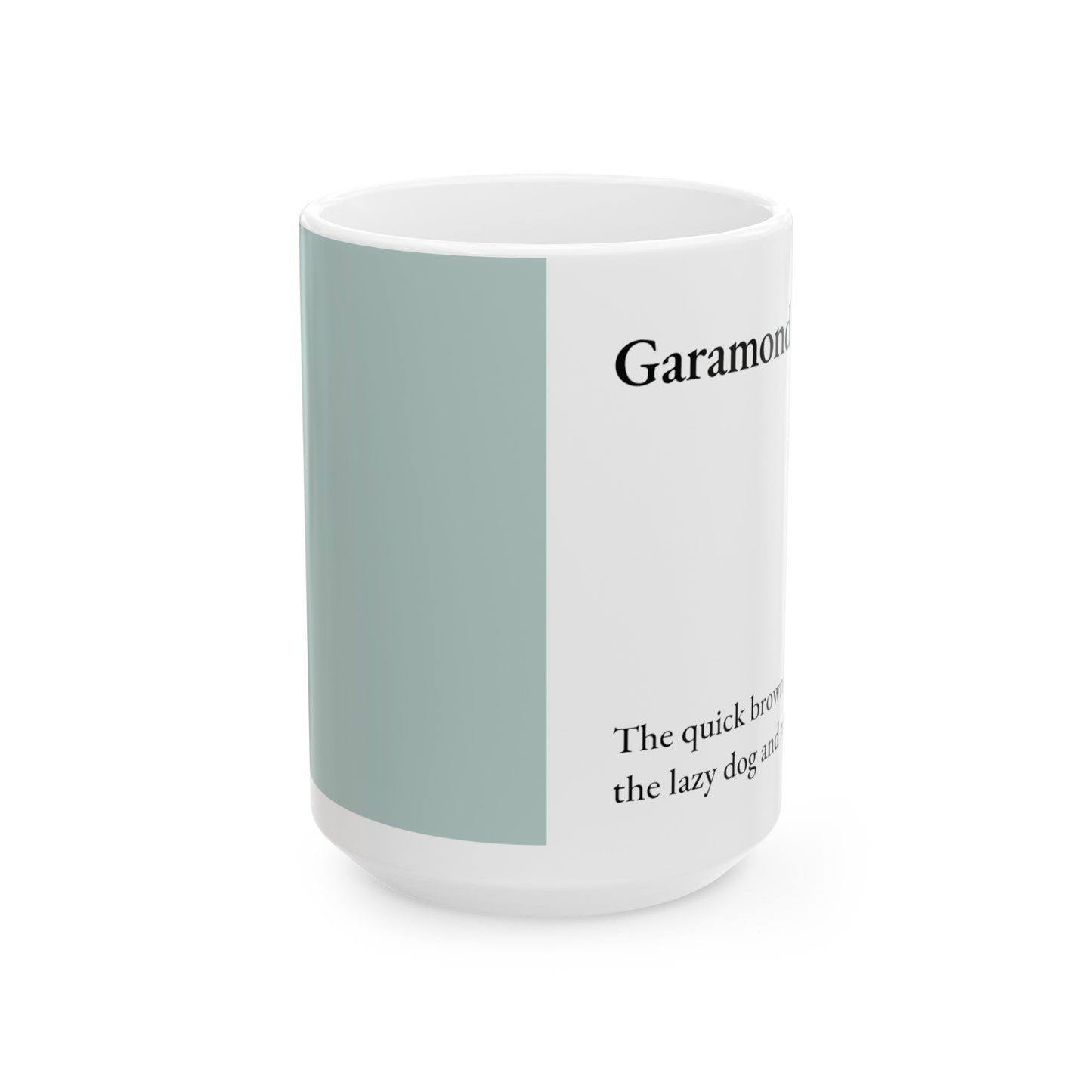 Garamond Ceramic Mug (11oz, 15oz, light-green, white) US
