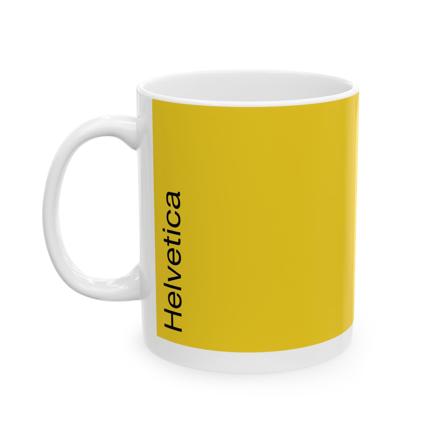 Helvetica Ceramic Mug for Designers , (11oz, 15oz, yellow, white)