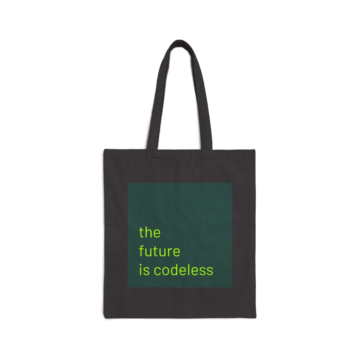 The future is codeless - Cotton Tote Bag (black, pure green)