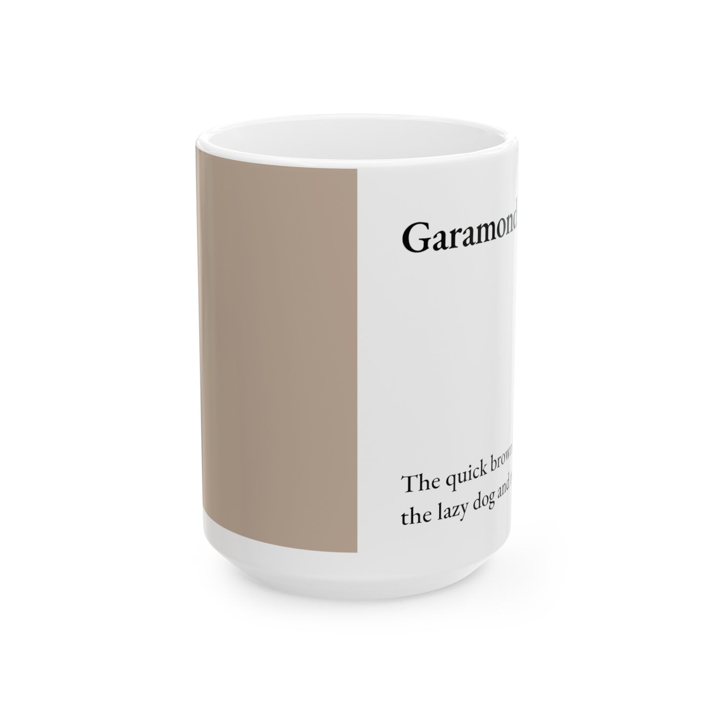 Garamond Ceramic Mug (11oz, 15oz, beige, white) US