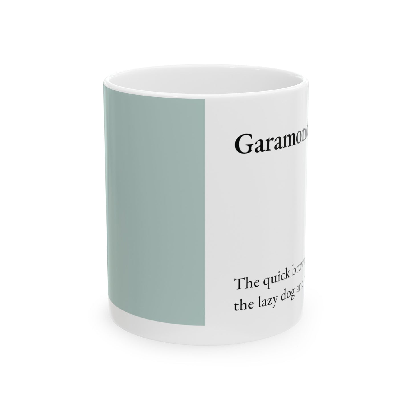 Garamond Ceramic Mug (11oz, 15oz, light-green, white) US