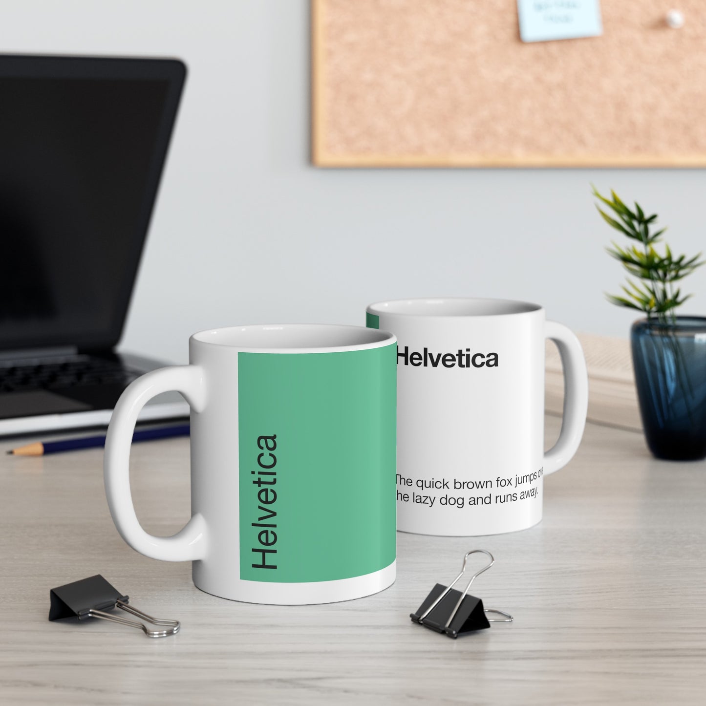 Helvetica Ceramic Mug for Designers , (11oz, 15oz, green, white)