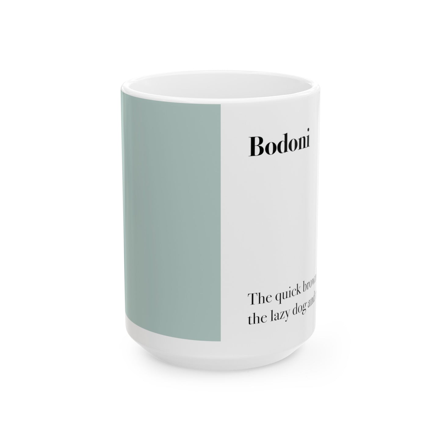 Bodoni Ceramic Mug (11oz, 15oz, light-green, white) US