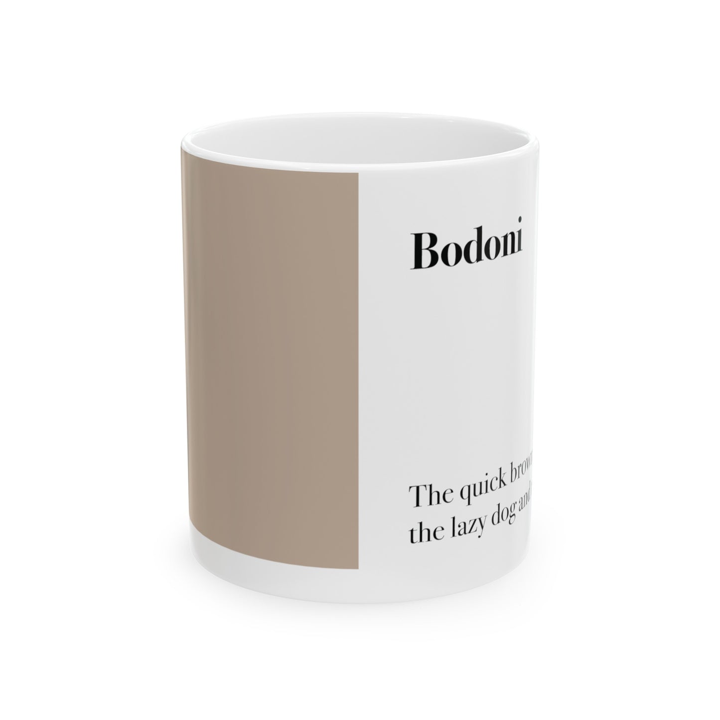 Bodoni Ceramic Mug (11oz, 15oz, beige, white) US