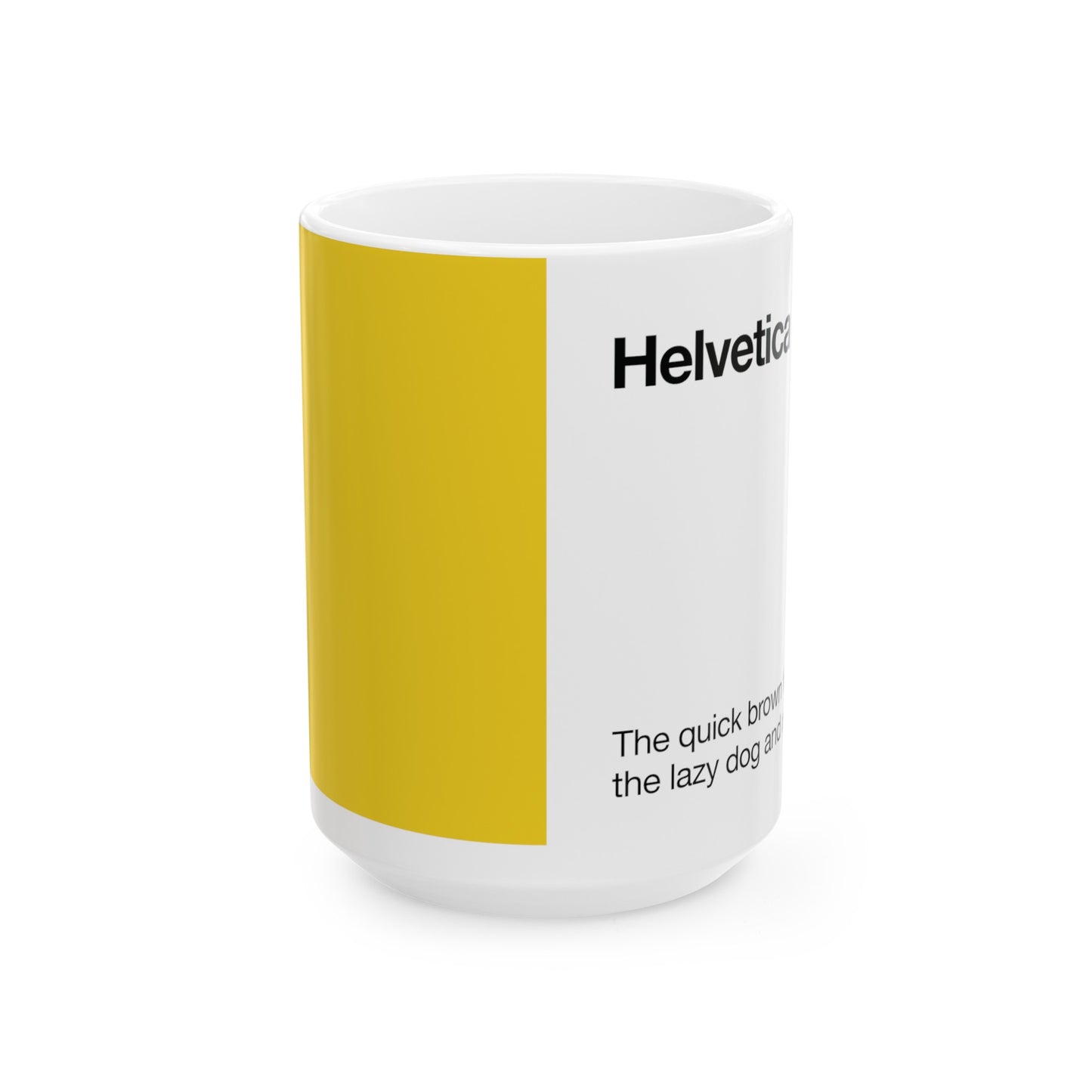 Helvetica Ceramic Mug for Designers , (11oz, 15oz, yellow, white)