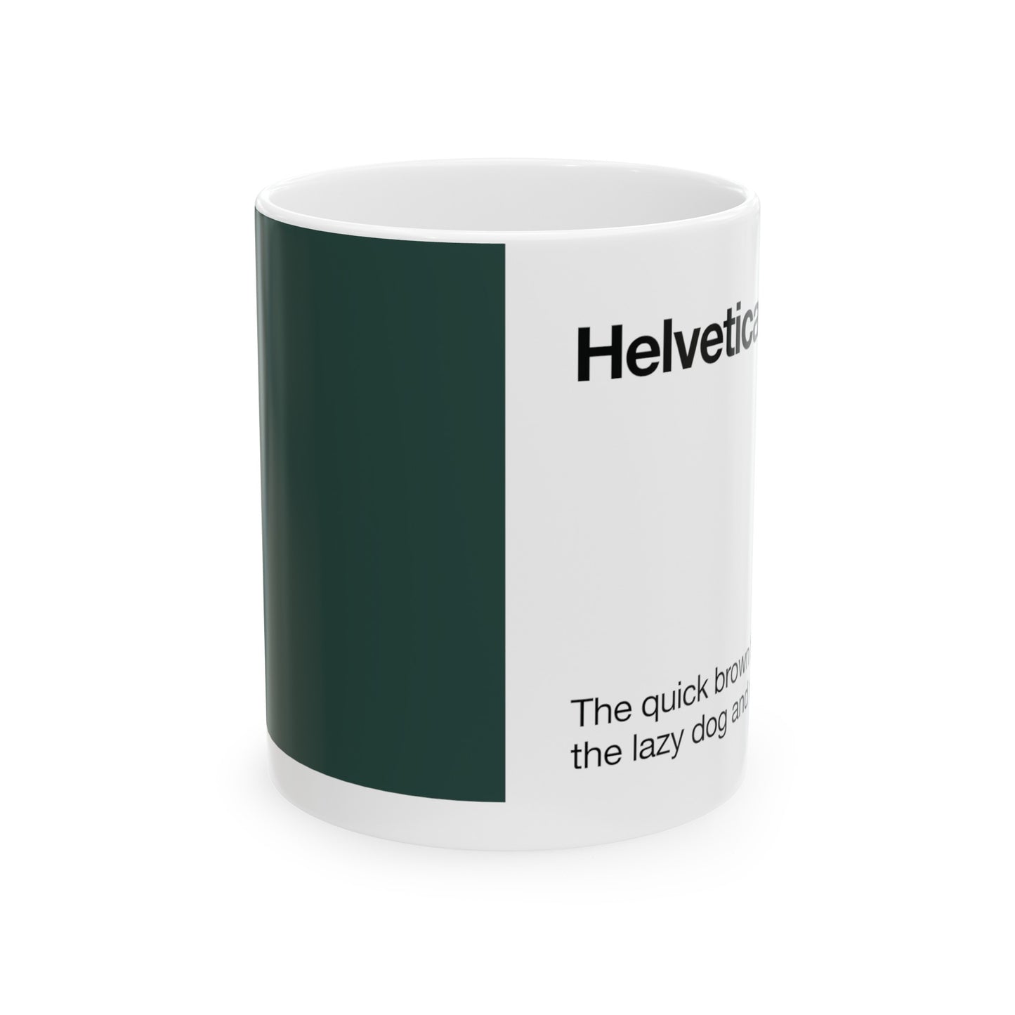 Helvetica Ceramic Mug for Designers , (11oz, 15oz, pure green, white)