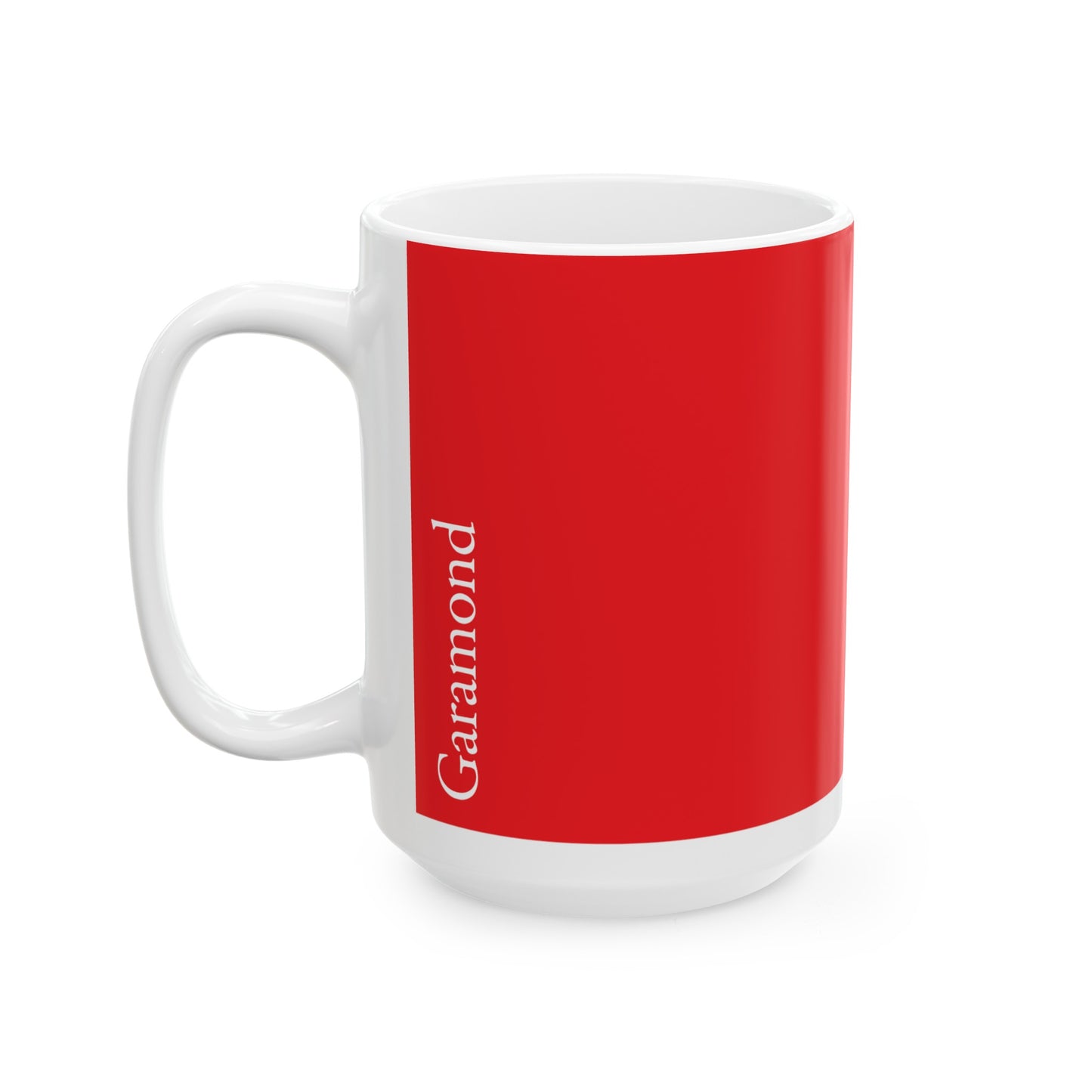 Garamond Ceramic Mug (11oz, 15oz, red, white) US