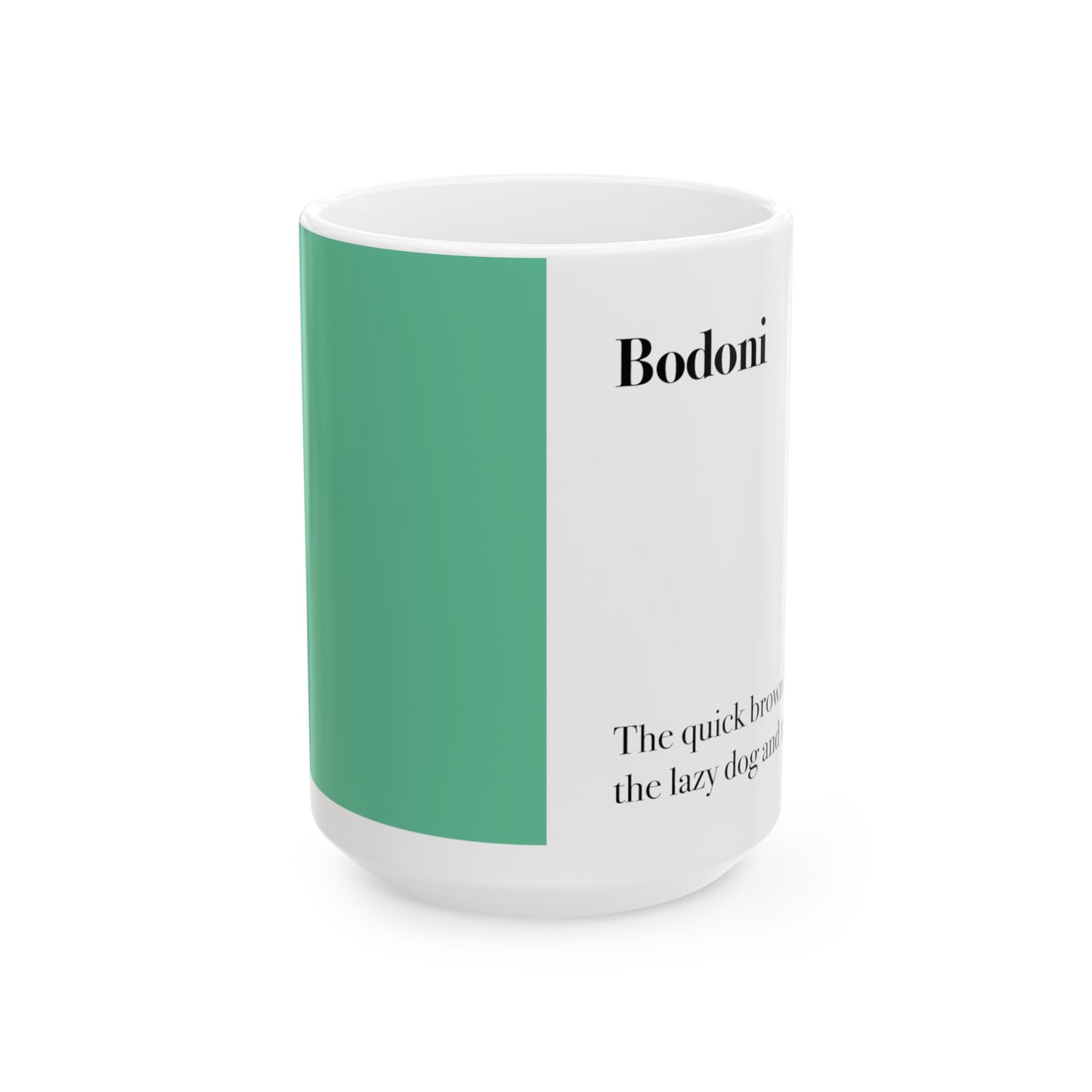 Bodoni Ceramic Mug (11oz, 15oz, green, white) US
