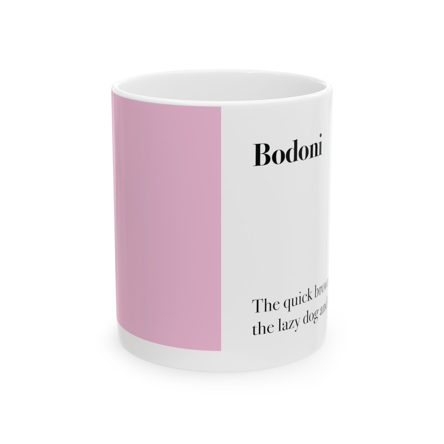 Bodoni Ceramic Mug (11oz, 15oz, rose, white) US