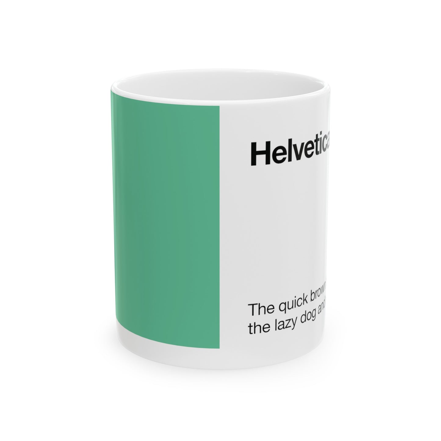 Helvetica Ceramic Mug for Designers , (11oz, 15oz, green, white)