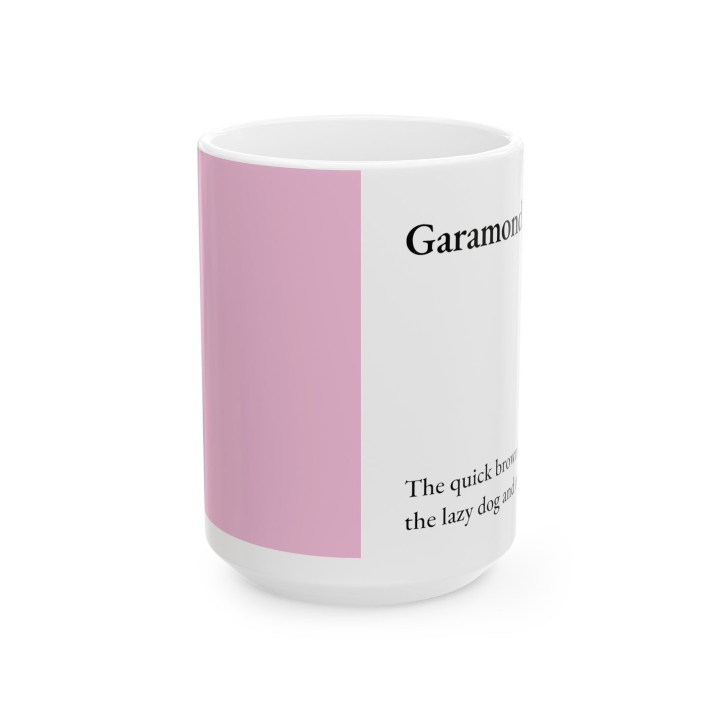 Garamond Ceramic Mug (11oz, 15oz, rose, white) US
