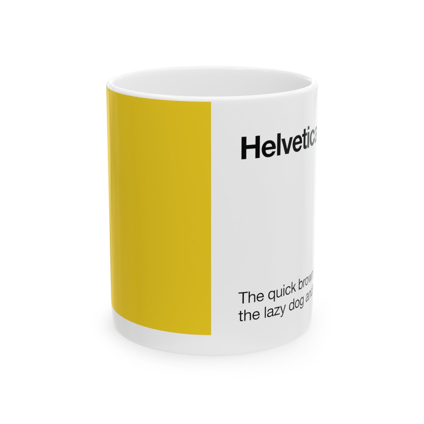 Helvetica Ceramic Mug for Designers , (11oz, 15oz, yellow, white)