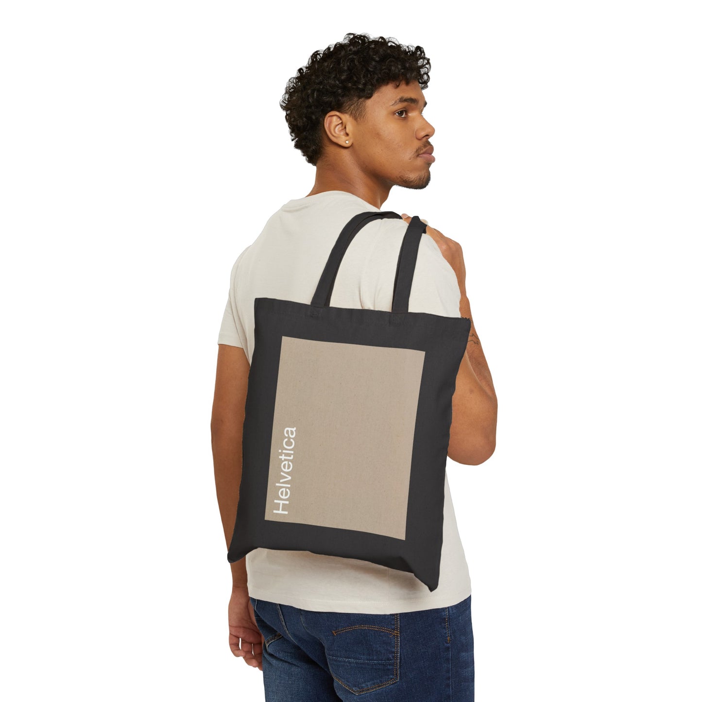 Helvetica Tote Bag (beige, black)