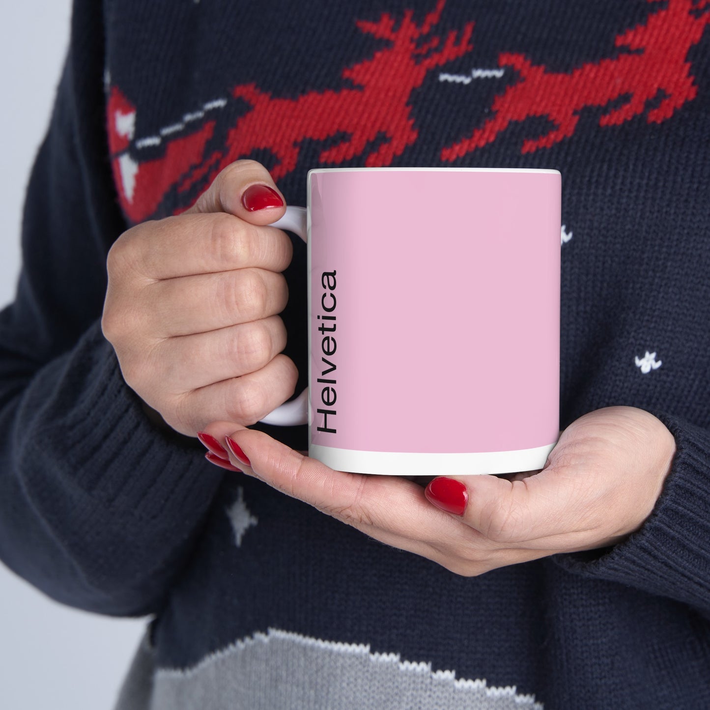 Helvetica Ceramic Mug for Designers , (11oz, 15oz, rose, white)