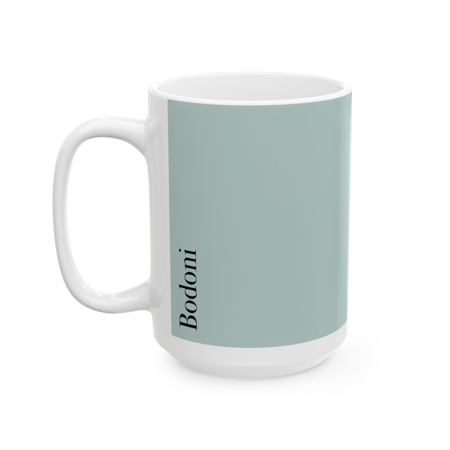 Bodoni Ceramic Mug (11oz, 15oz, light-green, white) US
