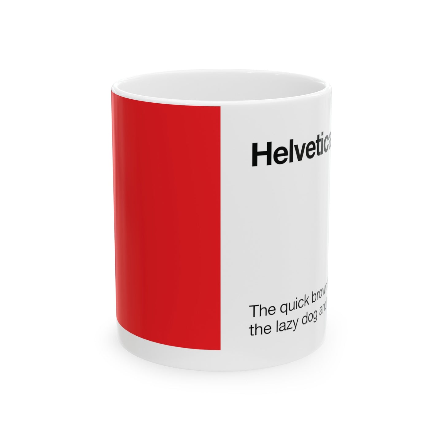 Helvetica Ceramic Mug for Designers , (11oz, 15oz, red, white)