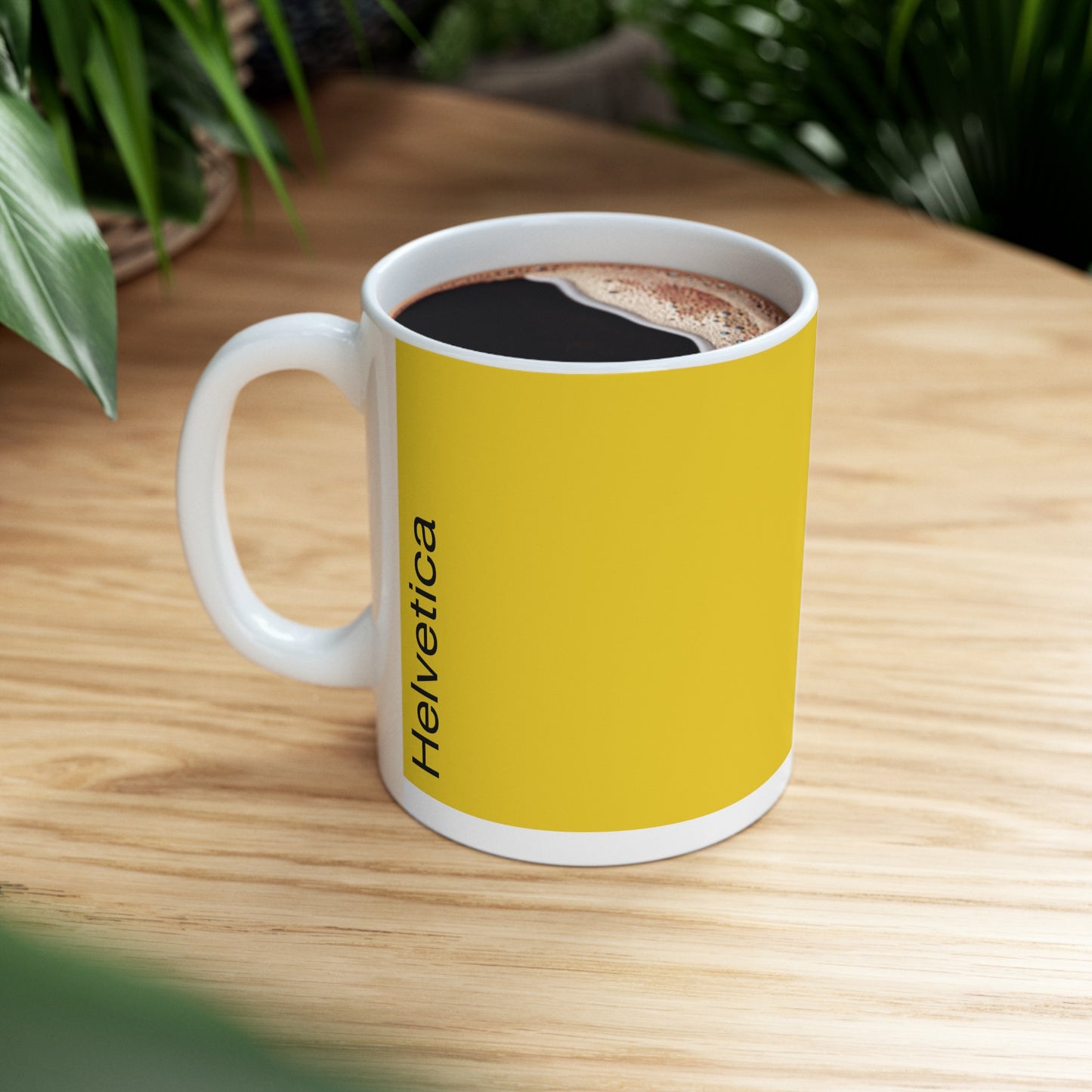 Helvetica Ceramic Mug for Designers , (11oz, 15oz, yellow, white)