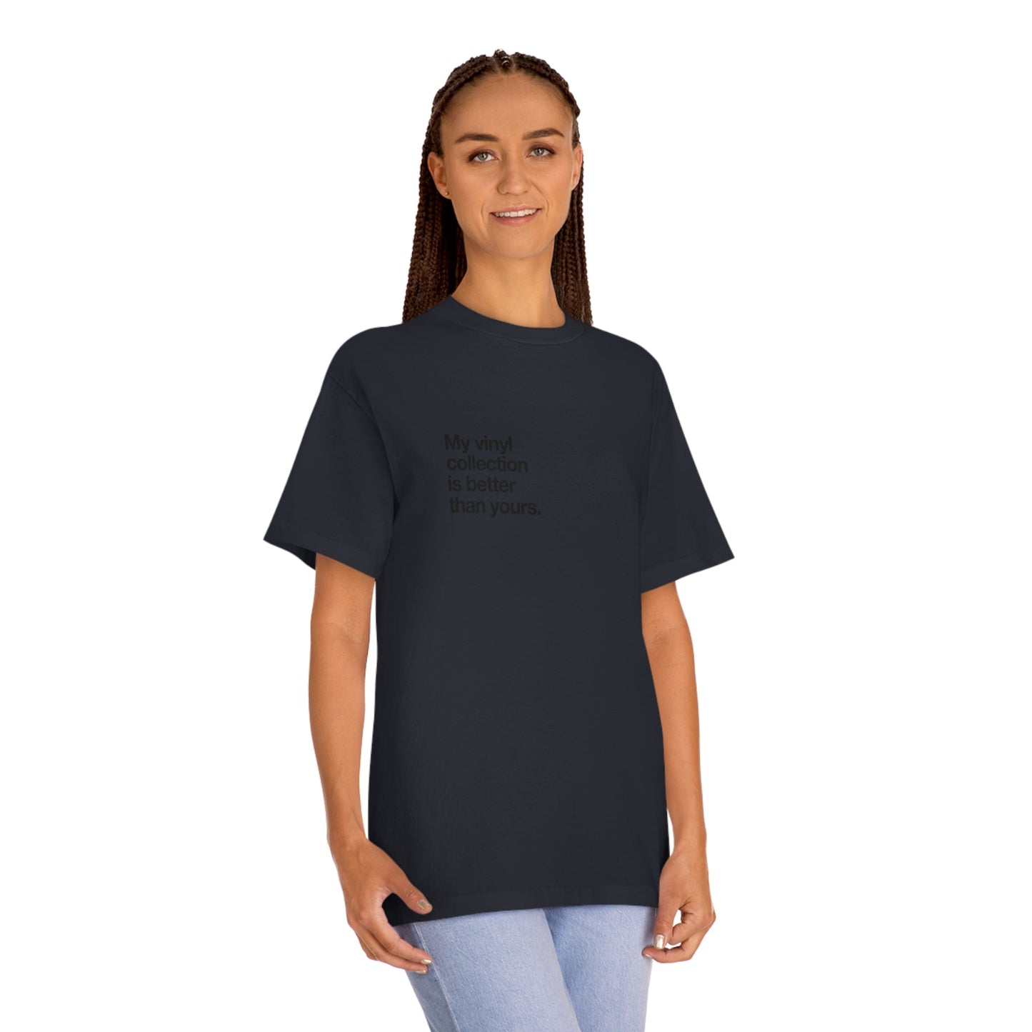 My Vinyl Collection is better than yours t'shirt - black on black - Pure Neo Shop