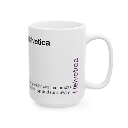 Helvetica Ceramic Mug for Designers , (11oz, 15oz, lilac, white)