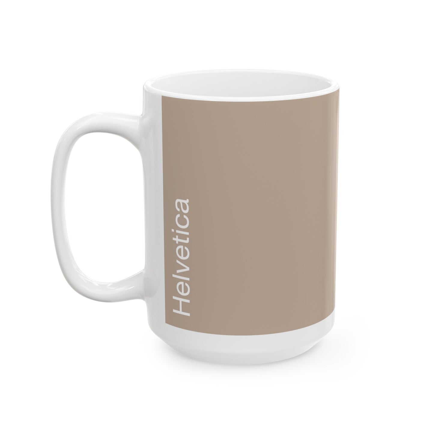 Helvetica Ceramic Mug for Designers , (11oz, 15oz, beige, white)