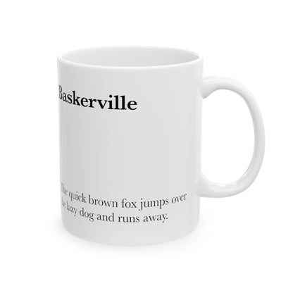 Baskerville Ceramic Mug (11oz, 15oz, red, white) US