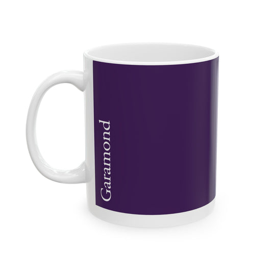 Garamond Ceramic Mug (11oz, 15oz, lavender, white) US