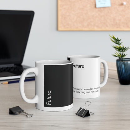 Futura Ceramic Mug for Designers , (11oz, 15oz, black, white)