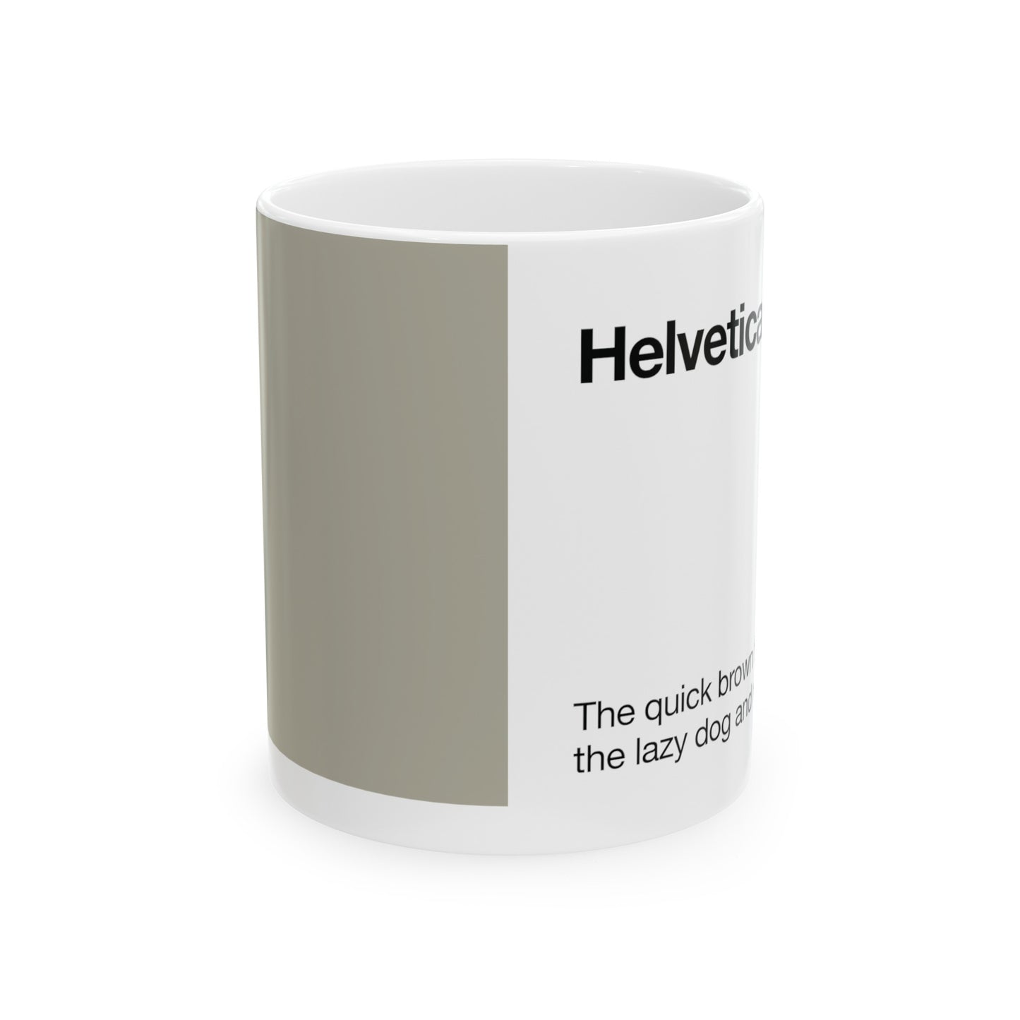 Helvetica Ceramic Mug for Designers , (11oz, 15oz, greige, white)