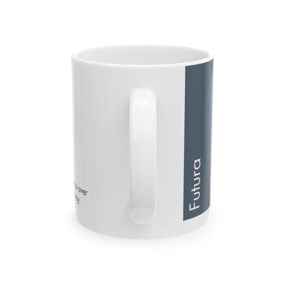 Futura Ceramic Mug for Designers , (11oz, 15oz, grey, white)