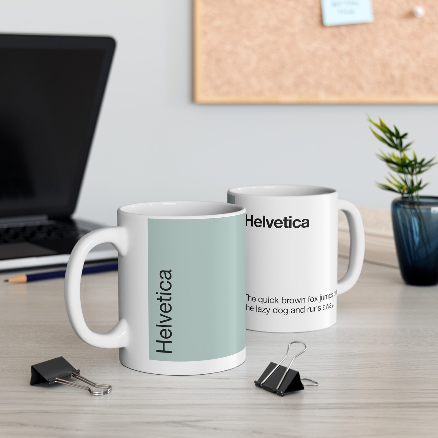 Helvetica Ceramic Mug for Designers , (11oz, 15oz, light green, white)