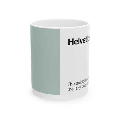 Helvetica Ceramic Mug for Designers , (11oz, 15oz, light green, white)