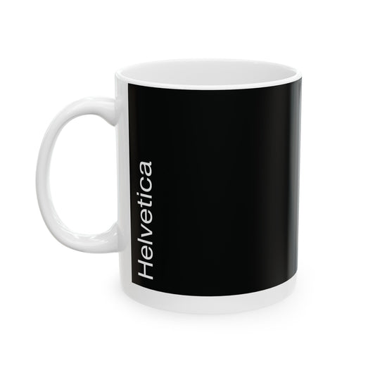 Helvetica Ceramic Mug for Designers , (11oz, 15oz, black, white)