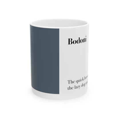 Bodoni Ceramic Mug (11oz, 15oz, grey, white) US