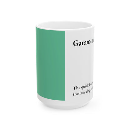 Garamond Ceramic Mug (11oz, 15oz, green, white) US