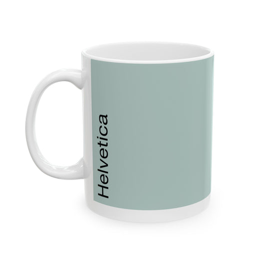 Helvetica Ceramic Mug for Designers , (11oz, 15oz, light green, white)