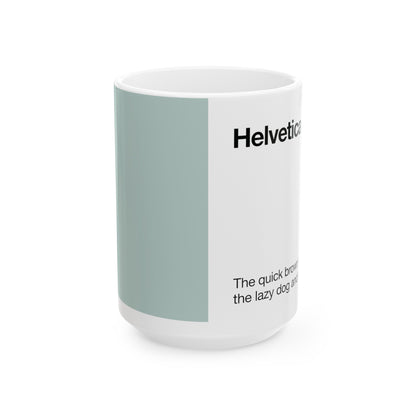 Helvetica Ceramic Mug for Designers , (11oz, 15oz, light green, white)