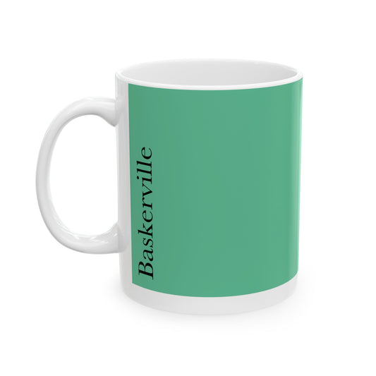 Baskerville Ceramic Mug (11oz, 15oz, green, white) US