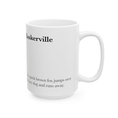 Baskerville Ceramic Mug (11oz, 15oz, red, white) US